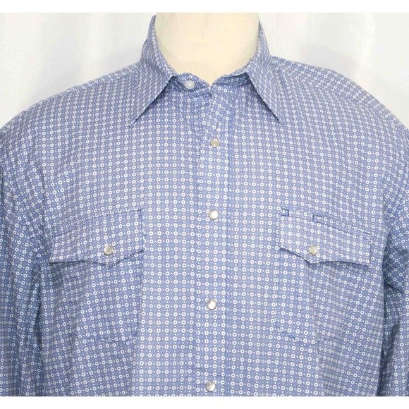 Wrangler Wrancher Blue Plaid Pearl Snap Shirt WTMH60293 Mens Size XLT - Picture 2 of 4